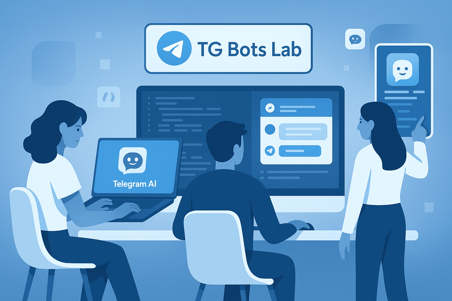 Telegram AI Chat Bots on multiple screens